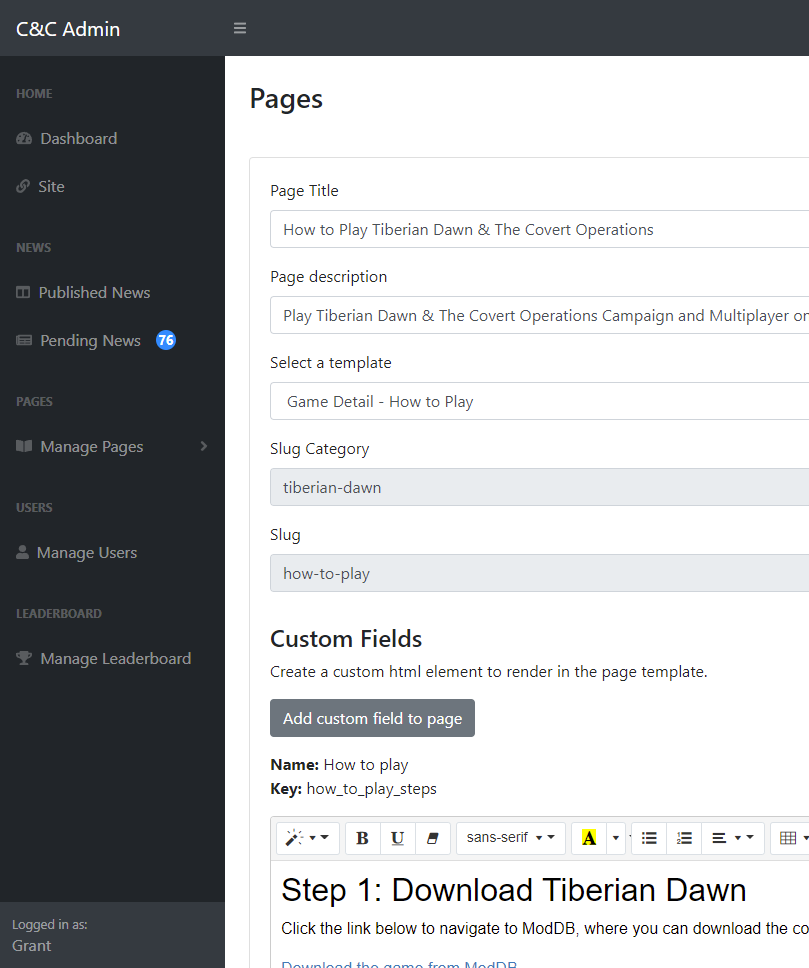 Custom Pages